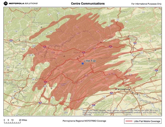 Motorola's Central Pennsylvania Digital Radio Network map